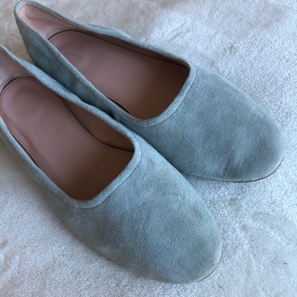 Suede flats, size 8.5, powder blue